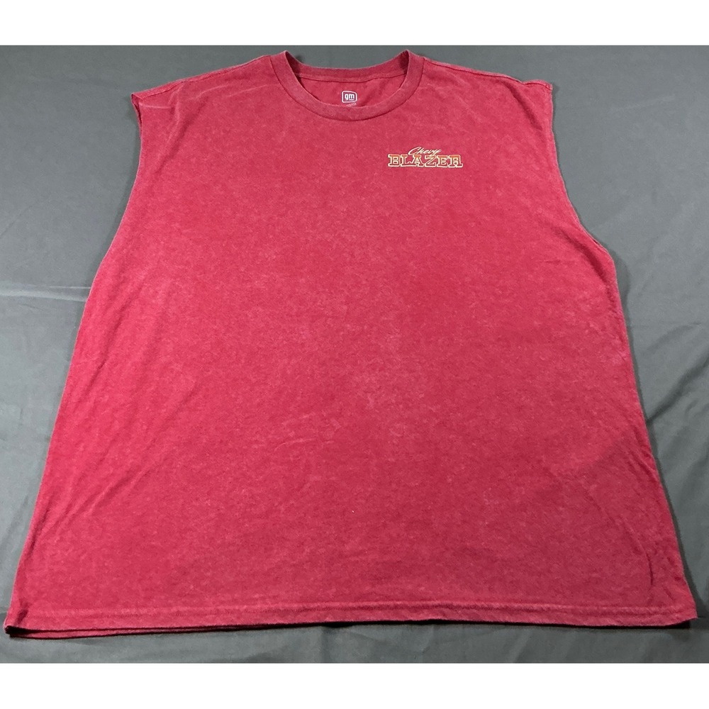 GM Official Licensed Chevy Blazer Muscle Tee Red Mineral Wash Graphic Shirt L